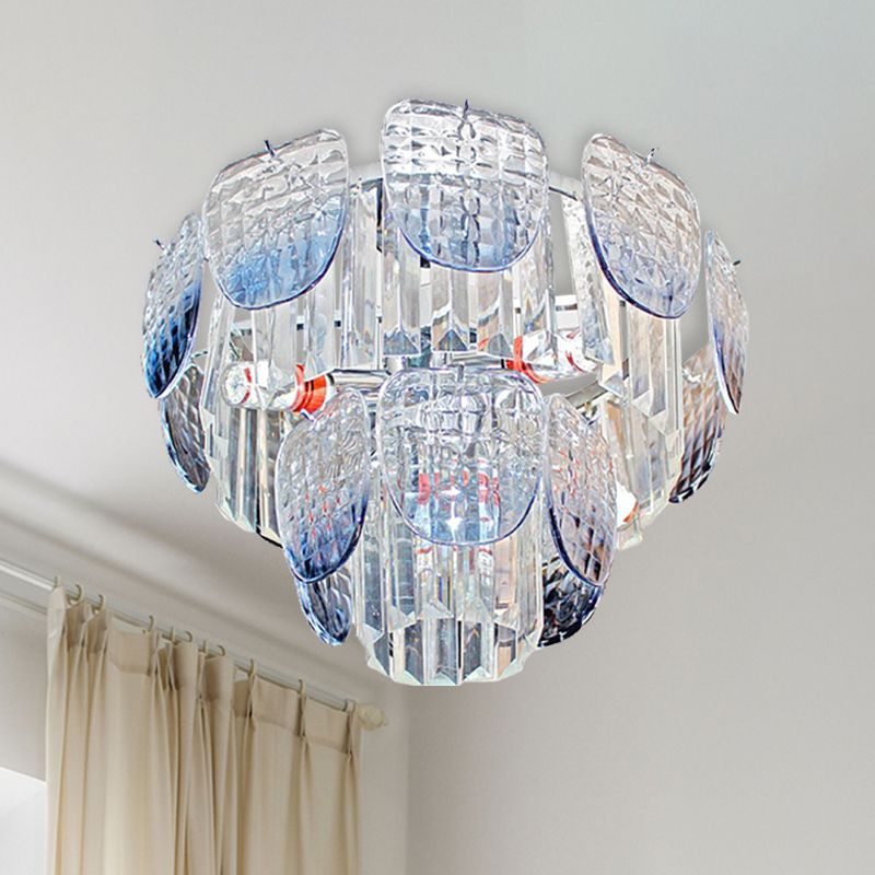 Kit de luz colgante de cristal de cristal transparente moderno 5/10 luces lámparas de colgante azul claro