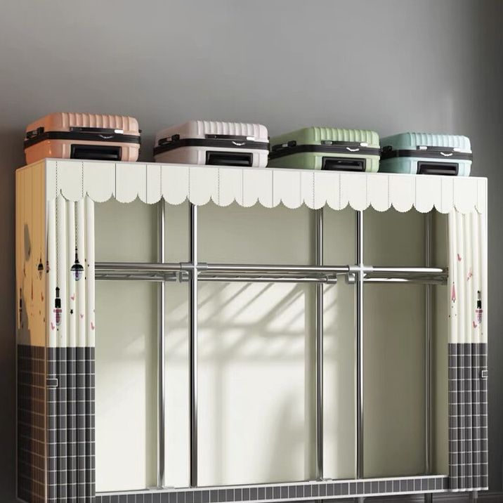 Modern Style Wardrobe Armoire Aluminum Alloy Frame Wardrobe Cabinet for Home