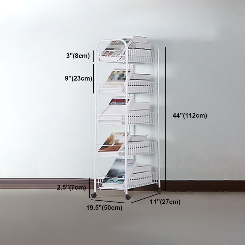 Contemporary Style Metal Geometric Bookcase Open Back Bookcase with Wheels