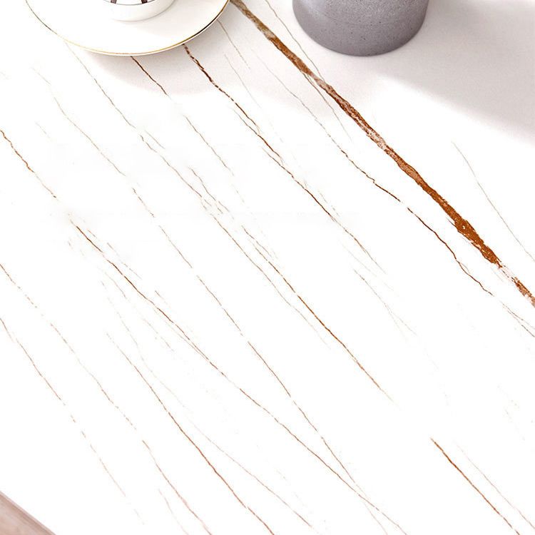 Rectangular Sintered Stone Dining Table Modern Furniture with 4 Black Legs