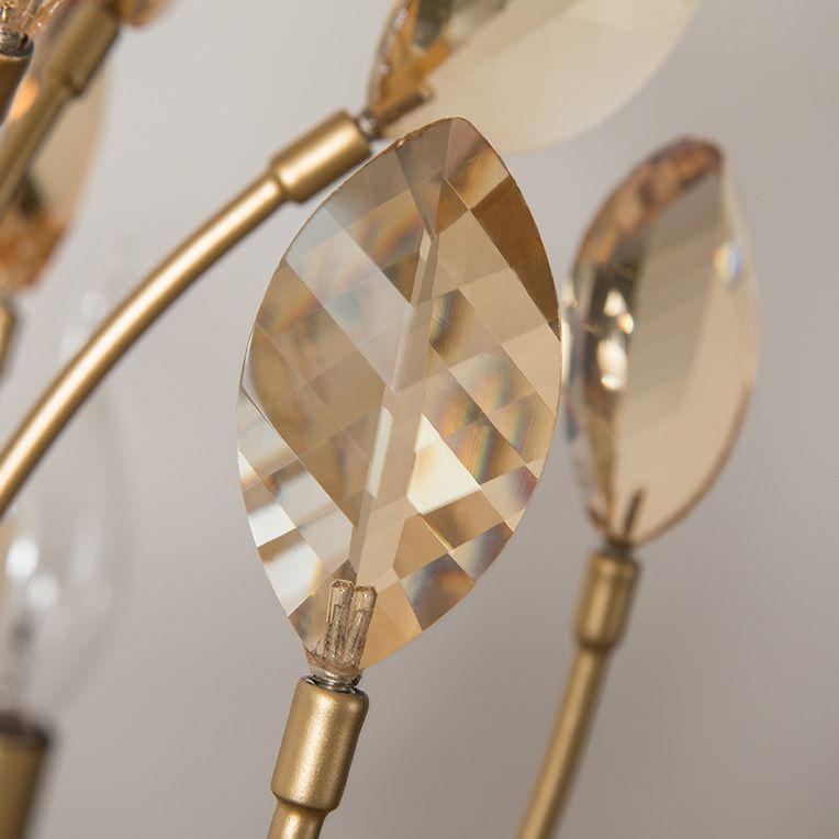 Multi Light Candle Pendant Light with Crystal Decoration American Country Style Metal Chandelier