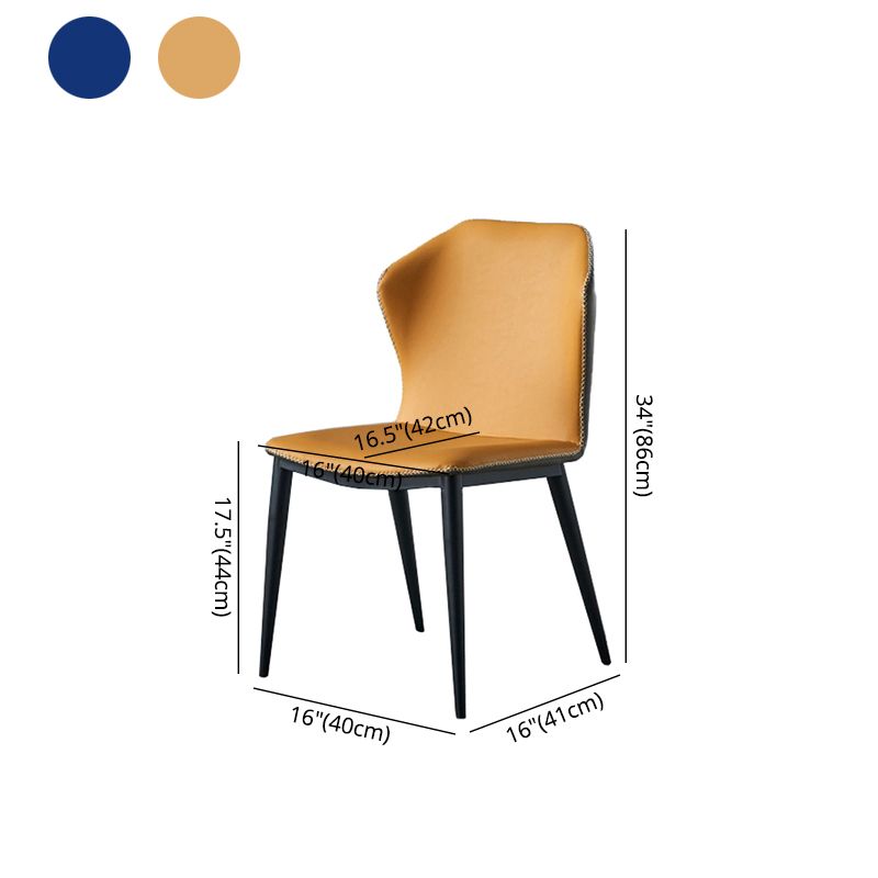 Silla lateral de comedor de cuero y metal industrial Silla lateral con respaldo de orejas para comedor (juego de 2)