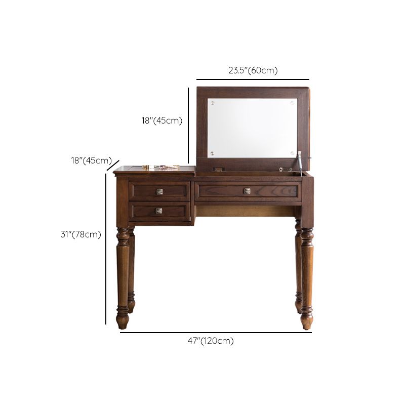 Traditions Vanity Dressing Table Solid Wood Make-up Vanity with Mirrors