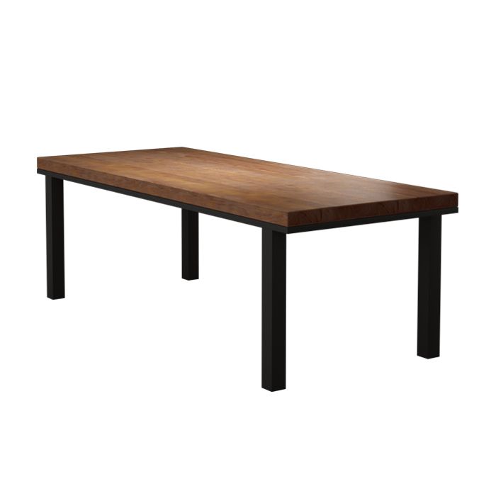 Industrial Brown Table for Restaurant Dining Table with Black Metal 4 Legs
