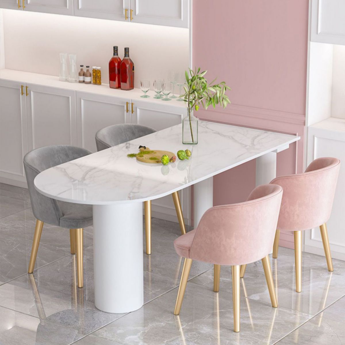 Glam Style Sintered Stone Dining Set 1/4/5 Pieces Dining Set for Dining Areas