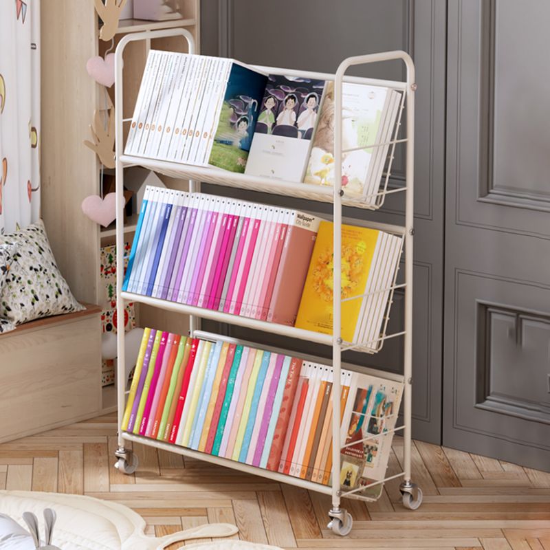 Standard Open Back Bookshelf Metal Metal White Contemporary Bookcase