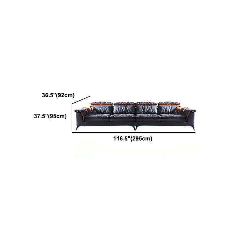 Contemporary Pillow Top Arm Sofa & Chaise Tufted Faux Leather Sofa