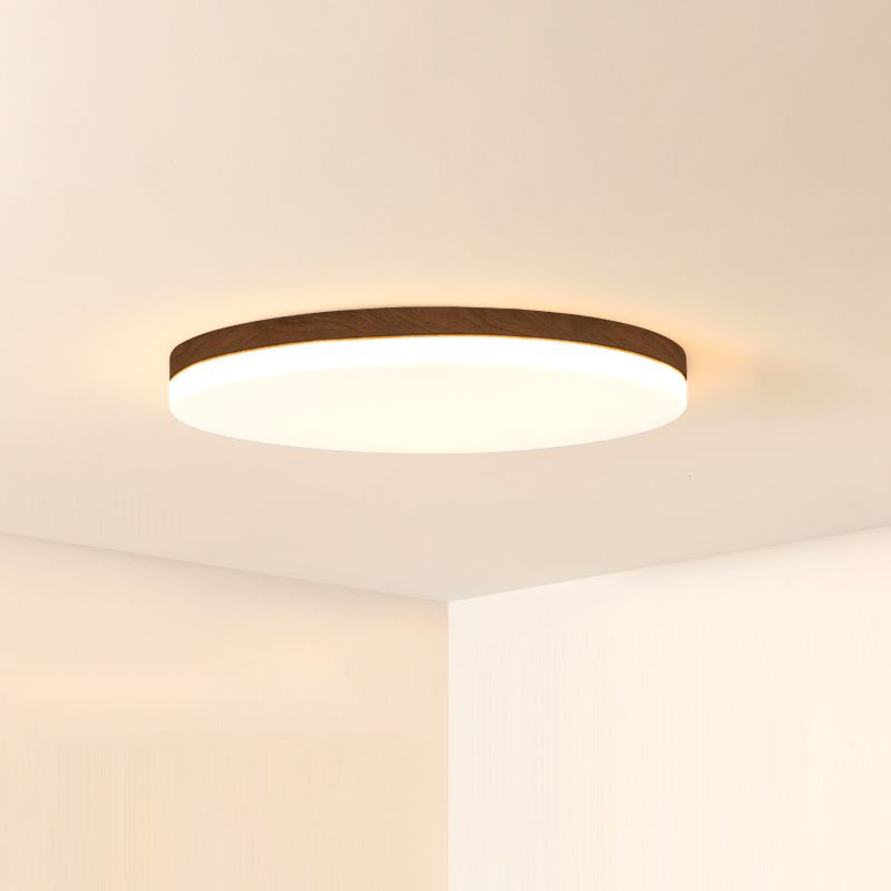 Plafonnier LED en forme de géométrie, Style moderne et Simple, en bois, 1 lumière, encastré pour le salon