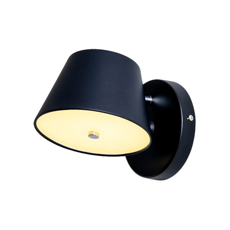 Nordic Tapered Shade Wall Lamp Metal Black/White Wall Sconce for Bedroom Study Room
