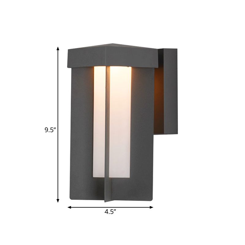1 Bulb Rectangle Wall Light Traditional Gray Finish Aluminum Surface Wall Sconce with Cream Glass Shade