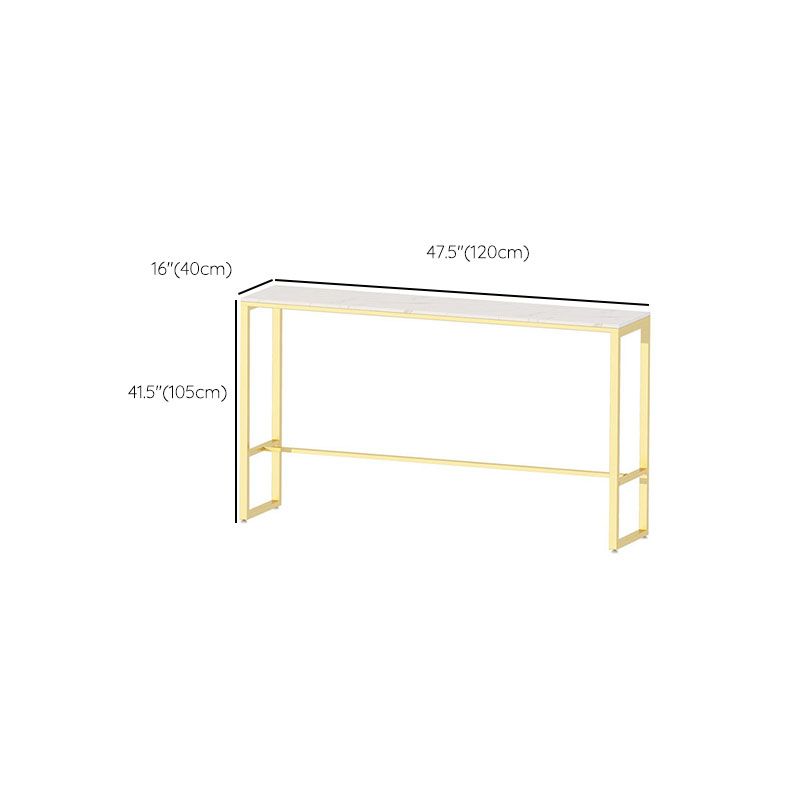Glam 1/4 Pieces Bar Table Set Rectangle Stone Counter Table with High Stools for Shops