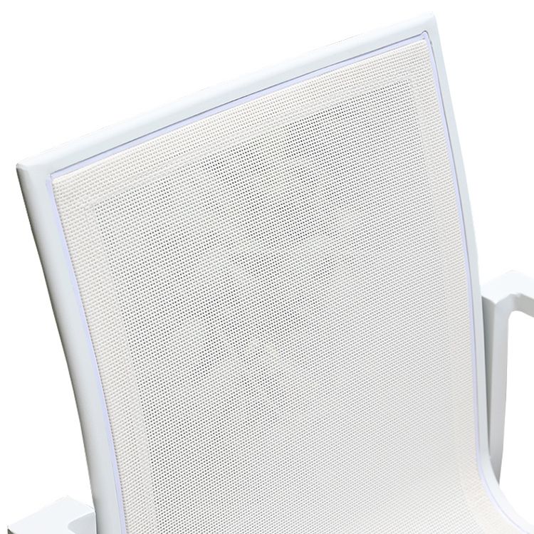 Contemporary White Outdoors Dining Chairs with Fabric Back Stacking Chairs
