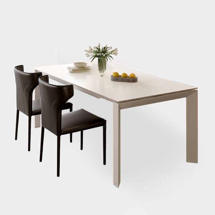 Modern Style 1/3/4/5/7 Pieces Dining Table Rectangle Stone Extendable Furniture in White