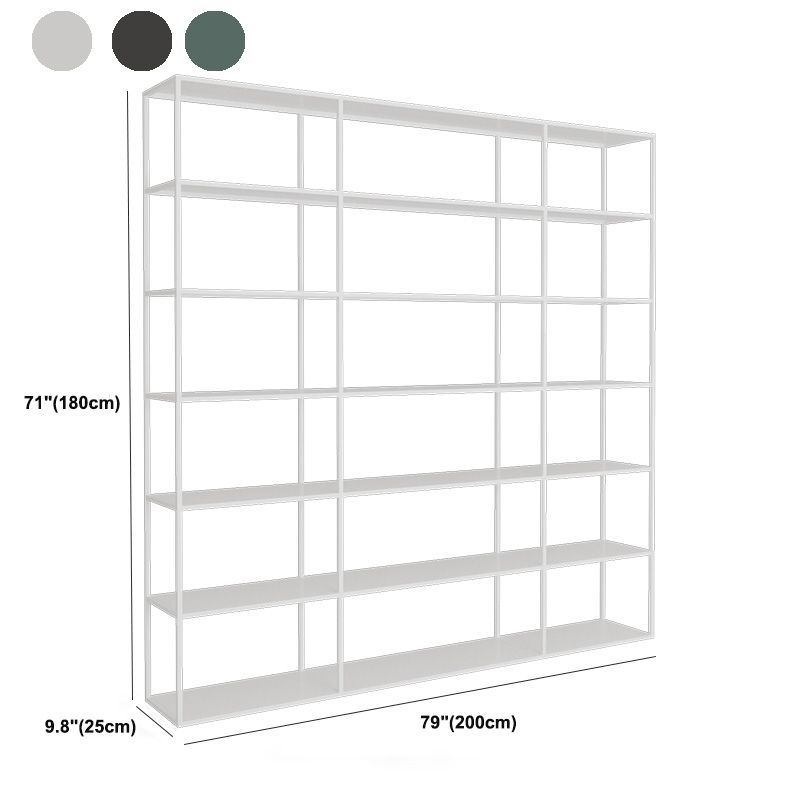 Modern Open Storage Bookcase 9.8" W Iron Frame Bookshelf with Shelves