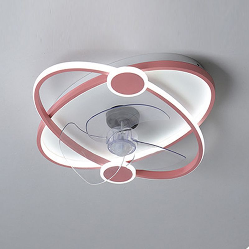 3-Blade LED Ceiling Fan Children Metallic Blue/pink Fan with Light for Bedroom