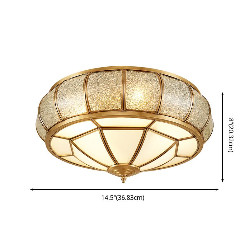 Glass Gold Ceiling Mounted Fixture Shaded Traditional Close to Ceiling Chandelier