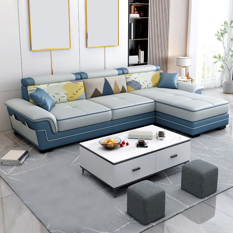 82.68" W √ó 57.09" D √ó 35.43" H High Back Pillow Top Arm Sectional with Slipcovere