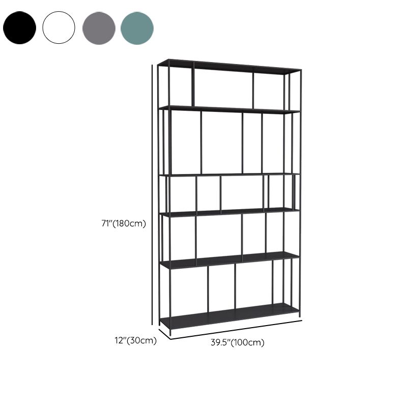 Modern Style Open Back Bookshelf Vertical Metal Bookcase with Shelves
