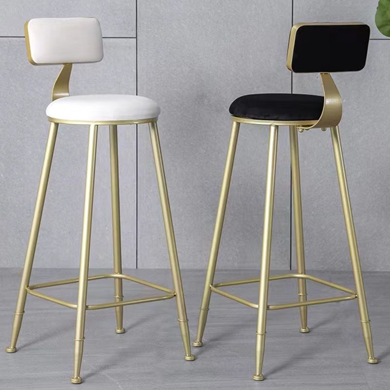 Glam Armless Counter Stool Iron Cafe Bar Stool with Cushion and Pedal