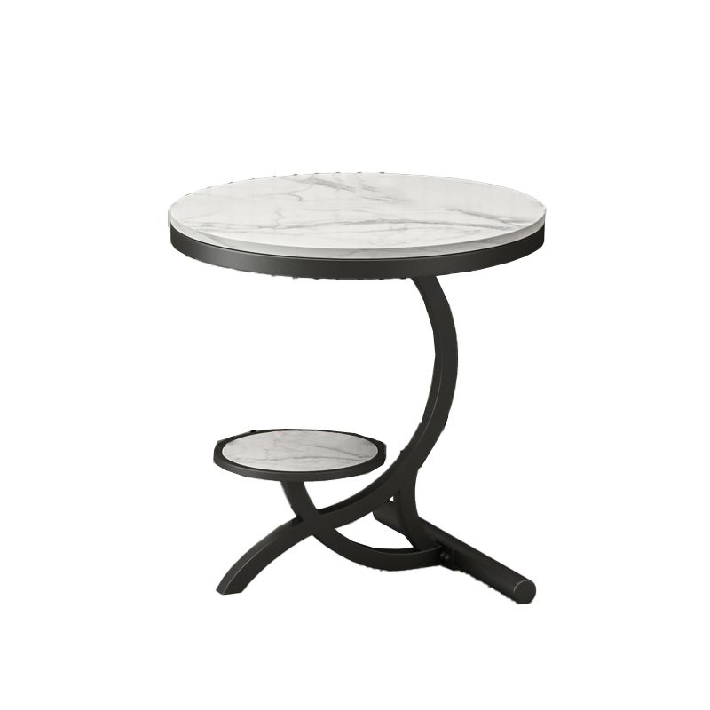 Modern Double Tier Minimalist End Table Abstract Round Corner Table