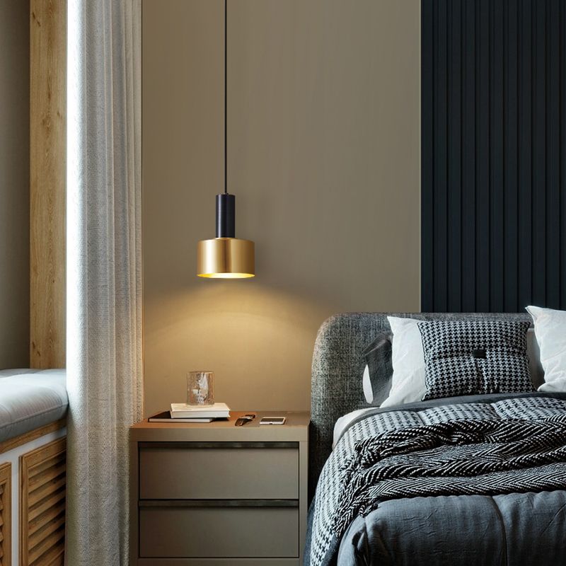 Moderne künstlerische zylindrische Hanglampe Kupfer -Einzelheizlicht für Schlafzimmer