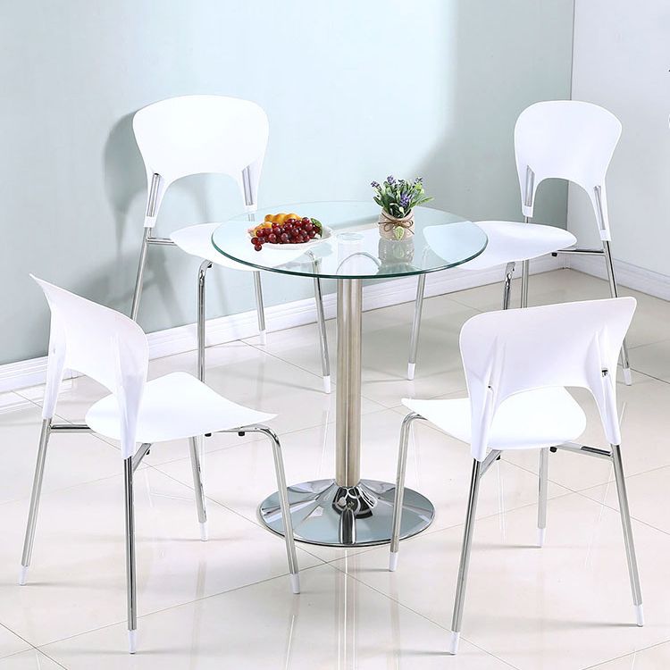 Round GlassTransparent Dining Table Simplicity Pedestal Table for Dining Room