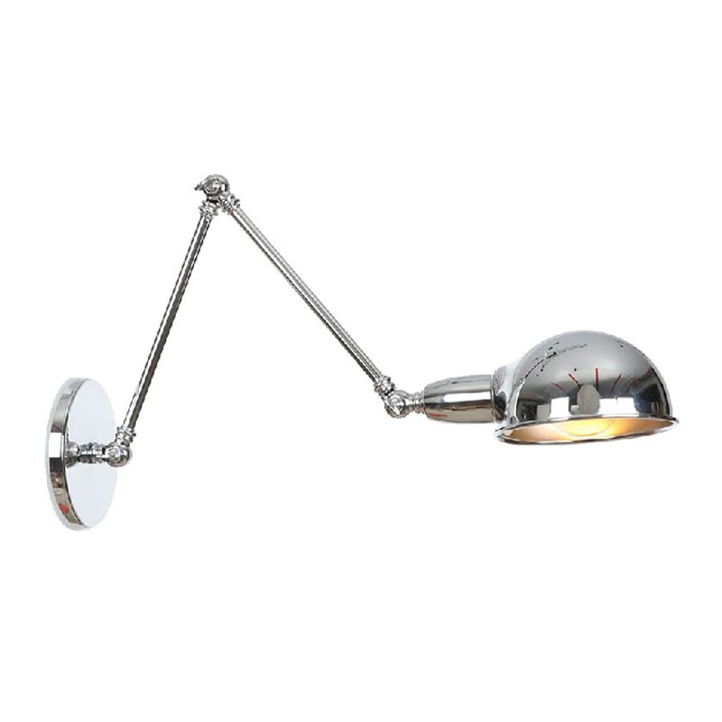 American Style Metal Wall Light Chrome Adjustable Wall Sconce for Bedroom