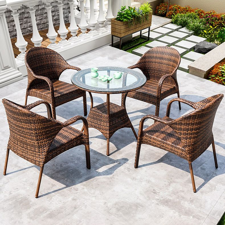 Modern Style 1/5 Pieces Dining Set PE Wicker Dining Table Set for Outdoor