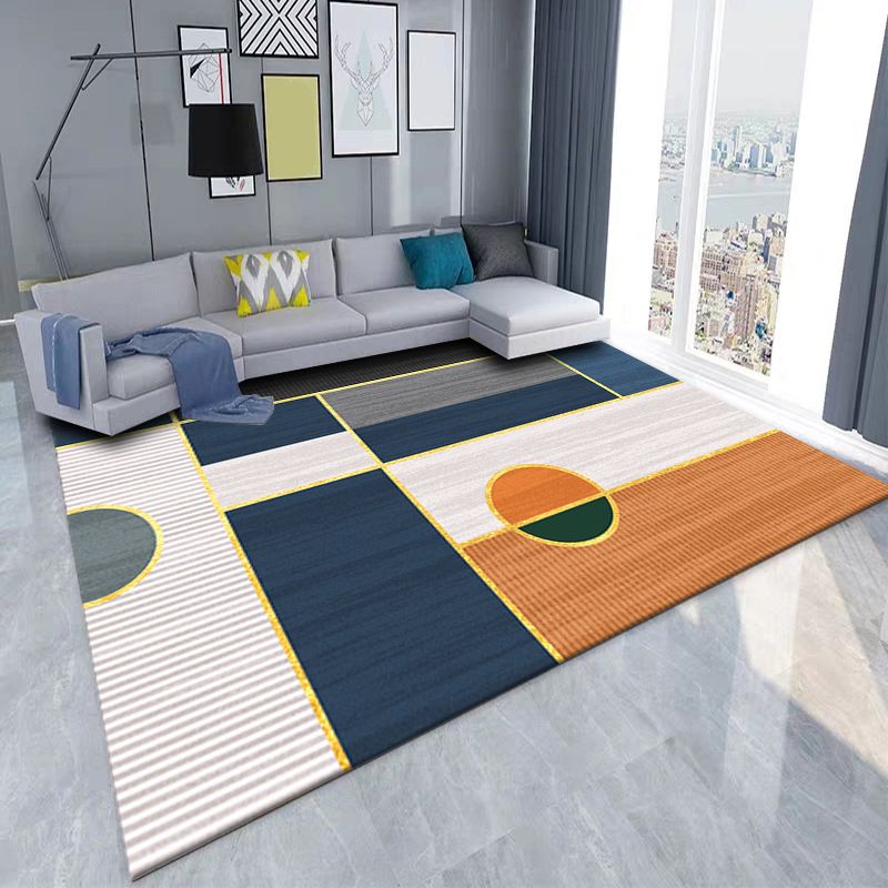Luxuriöser geometrischer Teppich, mehrfarbig, minimalistischer Teppich, Synthetik, haustierfreundlich, maschinenwaschbar, rutschfester Teppich für die Inneneinrichtung