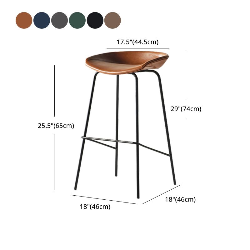 Modern Style Iron Bar Chair with Footrest Low Back Simple Bar Stool