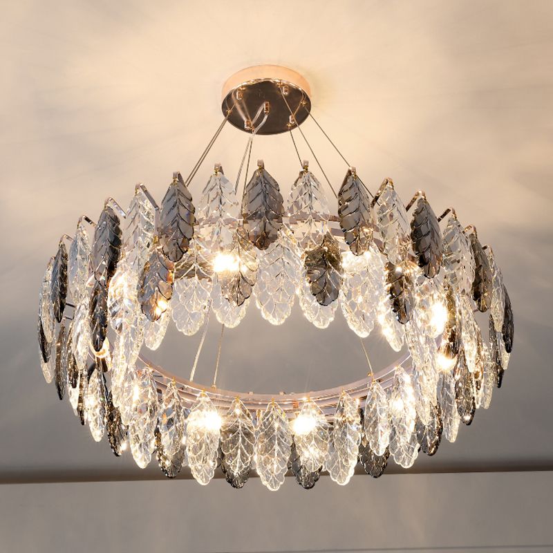 Geometric Pendant Lights Modern Crystal Pendant Lighting Fixture in Grey for Living Room