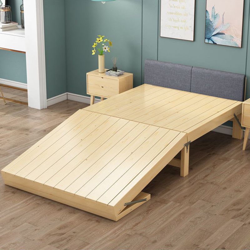 Scandinavian Wood Foldable Bed Low Profile Upholstered Bed with Mattress