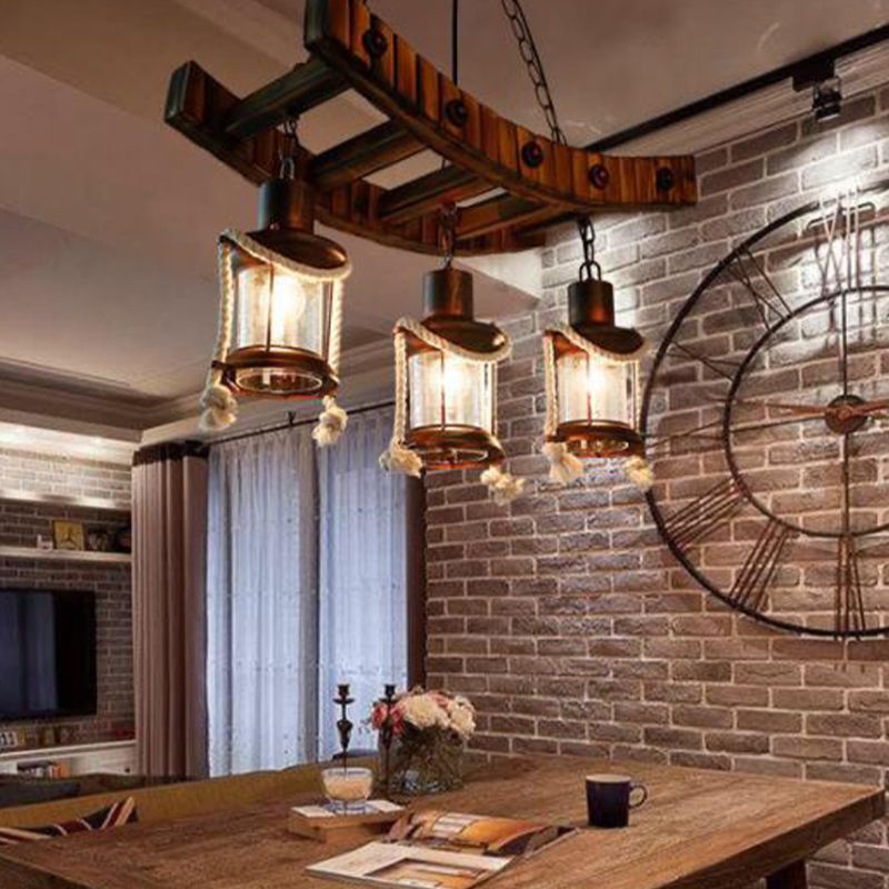 Verre en verre noir brun foncé lustre Lightern Lantern 3 lumières Aymand de plafond suspendu pour cuisine