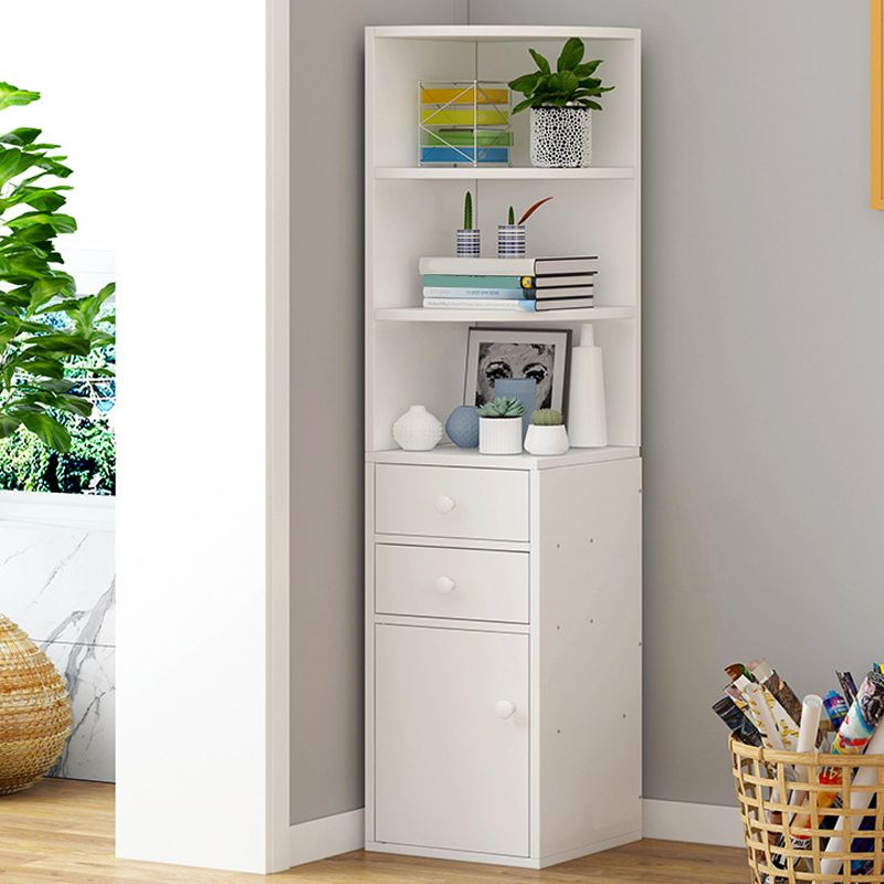 Contemporary White Water Resistant Cabinet with Drawers Corner Cabinet