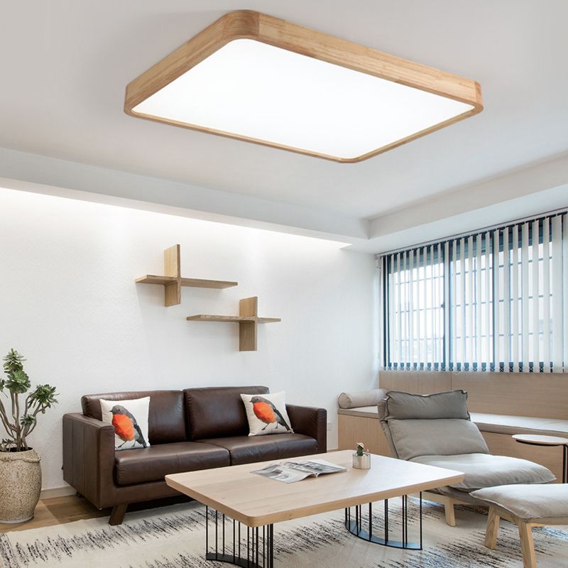 Plafonnier en bois monté sur plafonnier moderne pour salon