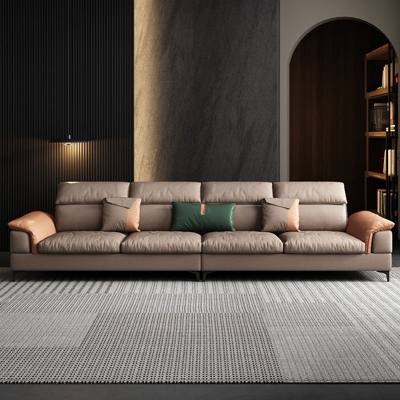 35"H Mid-Century Modern Sectional Sofa Leather Sleeper Sectional