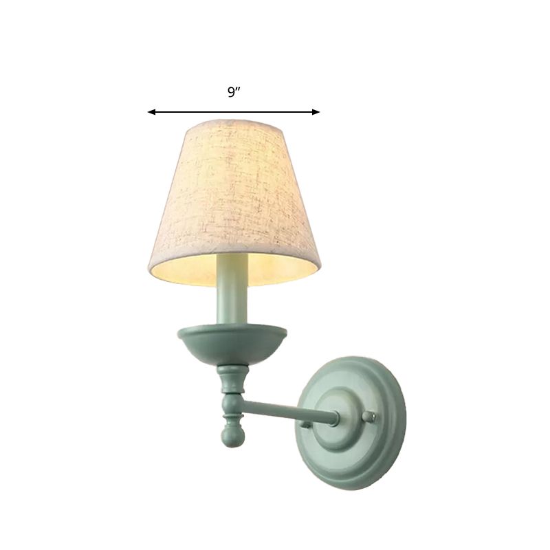 Tapered Shade Corridor Wall Sconce Metal 1 Light Nordic Style Wall Light in Green