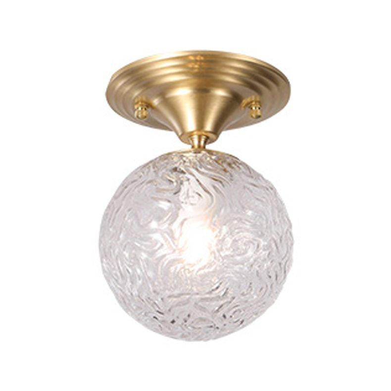 Spherical Glass Semi Flush Ceiling Light Nordic Style Gold Semi Mount Lighting
