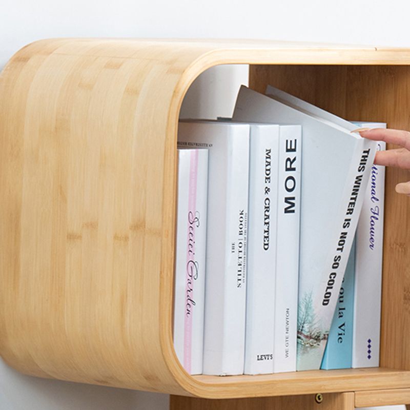 Natural Geometric Bookcase Contemporary Open Back Bamboo Shelf
