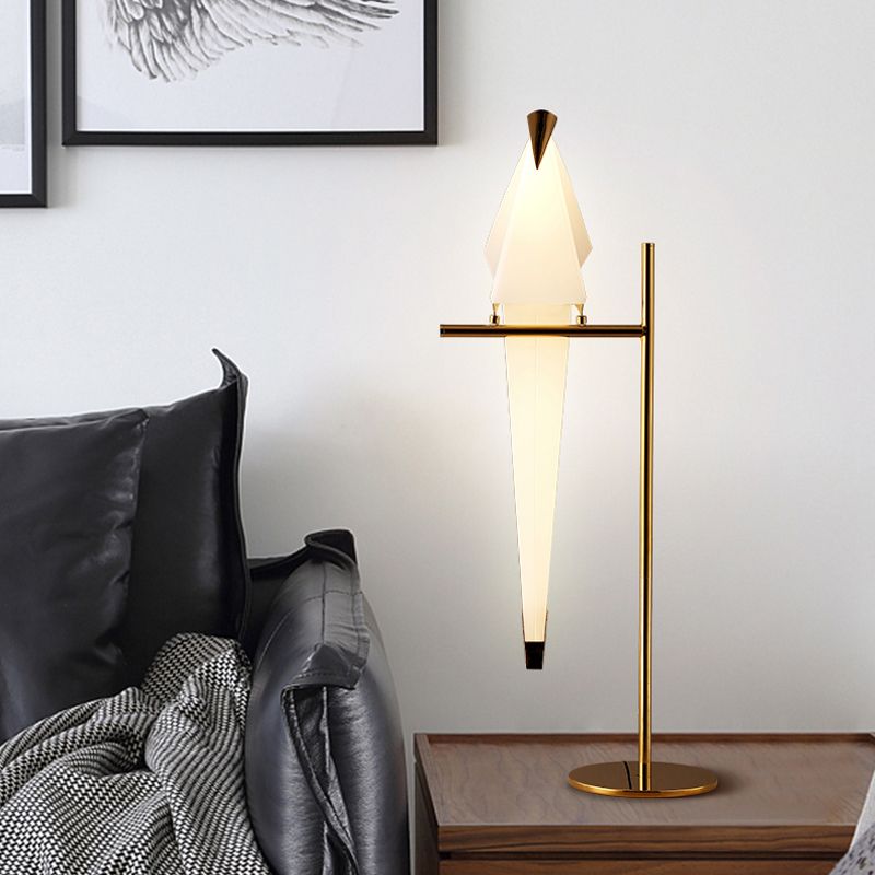 Lampada da tavolo per uccelli in plastica Stile contemporaneo 1 illuminazione da tavolo per finitura in oro chiaro per soggiorno
