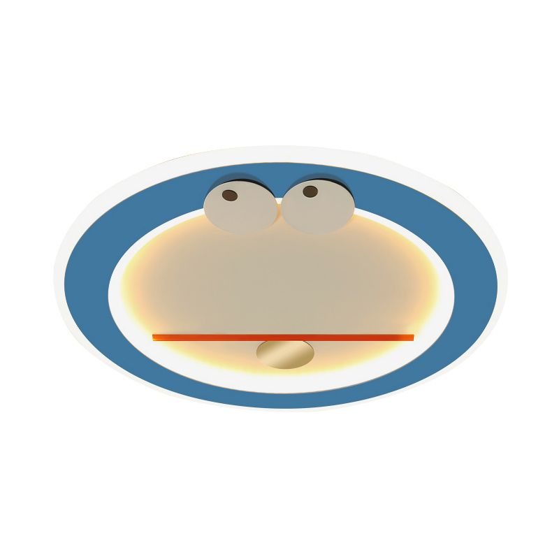 Acrylic Cat Flush Light Fixture Cartoon LED Flush Mount Lighting in Blue in Warm/White Light