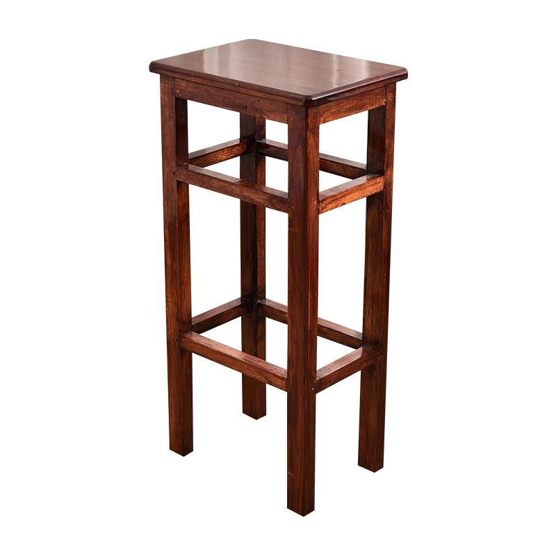 Modern Armless Stackable Counter Stool Wood Study Bar Stool with Wooden Seat and Pedal
