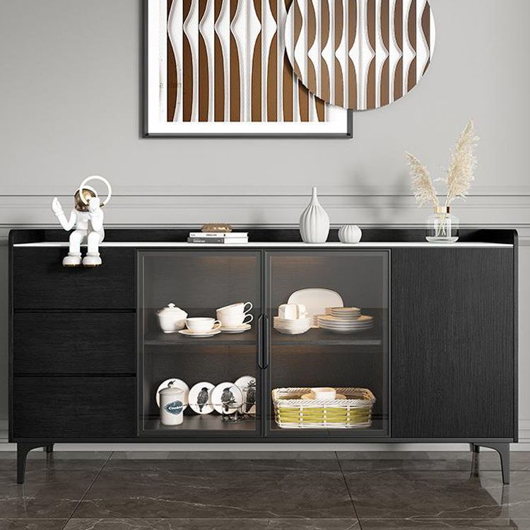 Glam Cabinets Dining Buffet Metal Legs Sideboard with 3-Drawer