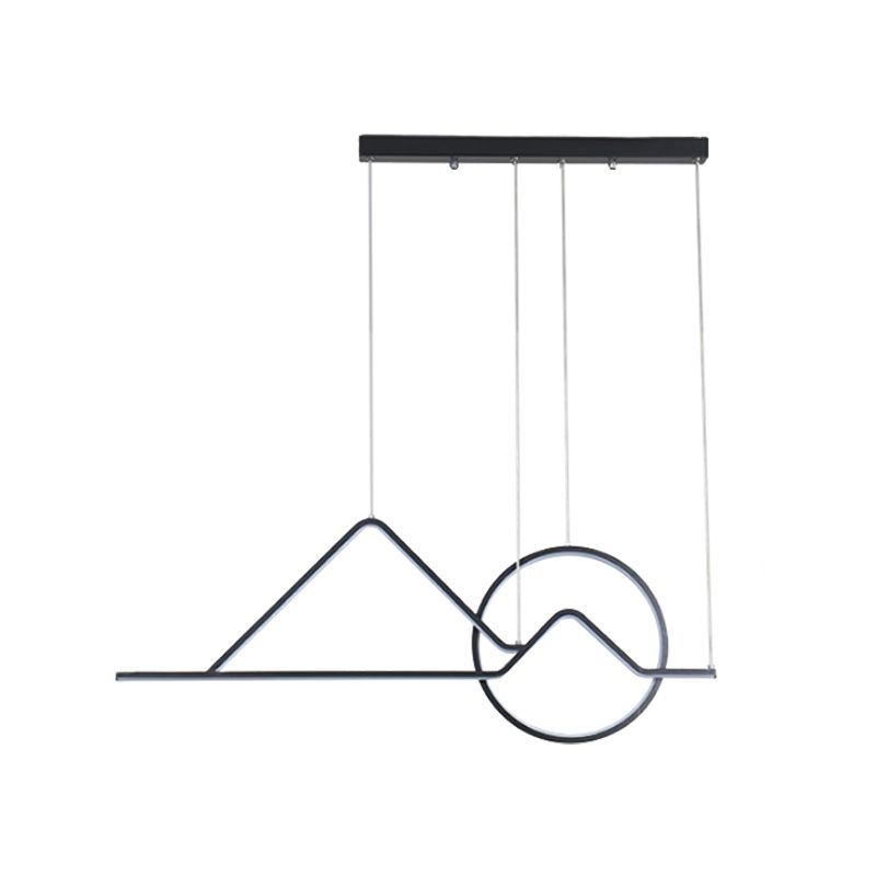 Sunset Metallic Island Hanging Lighting Contemporary Black/Gold LED Pendant Chandelier for Dining Room