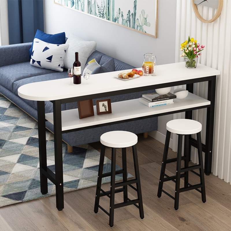 Artificial Wood Bar Dining Table Modern Counter-height Pub Table with Shelf