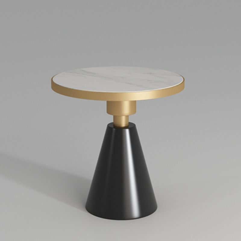 21.6" Tall Pedestal End Table, Glossy Marble Top Round End Table