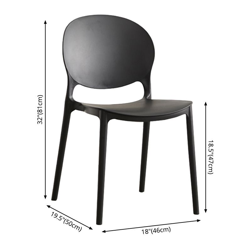 Scandinavian Plastic Armless Dining Chairs Indoor Stackable Side Chair