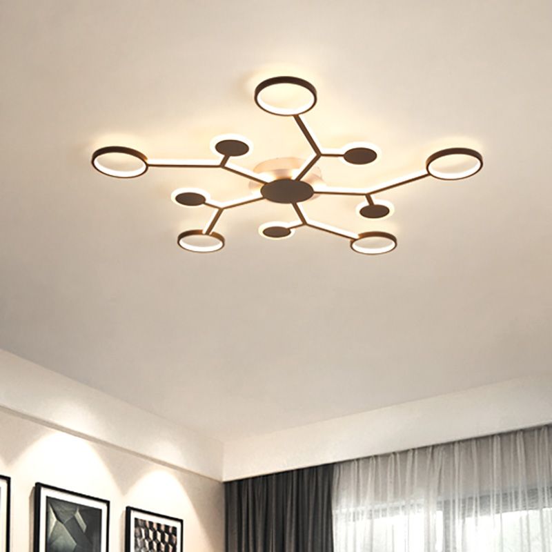 Modern Starburst Flush Lamp Acrylic 6/8/10 Lights Coffee Flush Mount Light in White/Warm Light