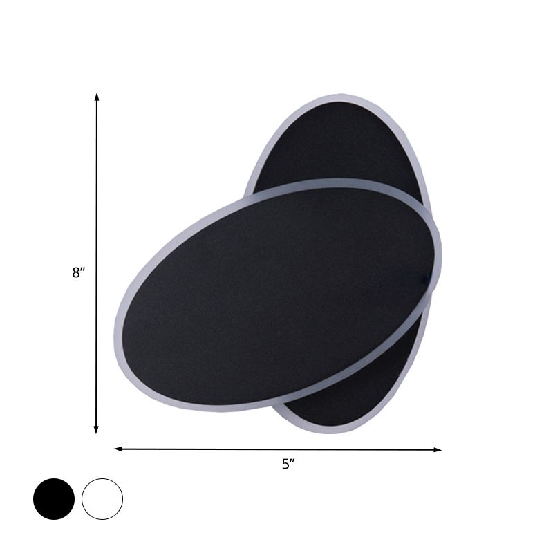 Application LED moderne clair blanc / noir Double luminaire de lampe murale ovale avec une nuance acrylique en lumière chaude / blanche