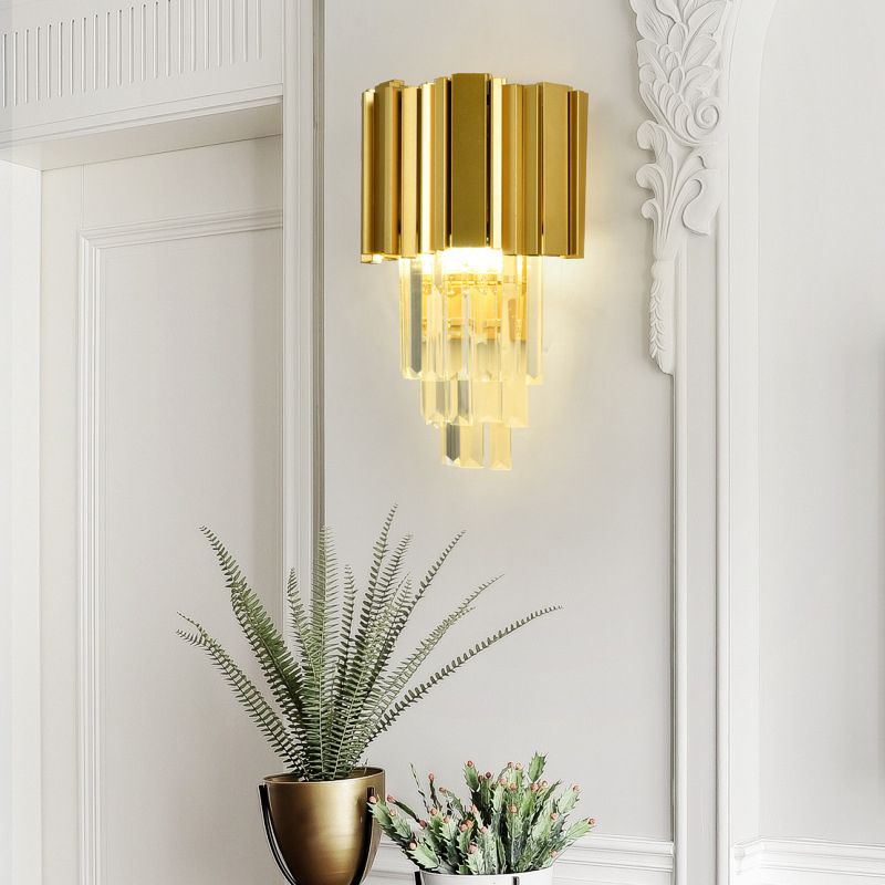 2-Light Geometric Wall Lights Modern Crystal Wall Light Fixture